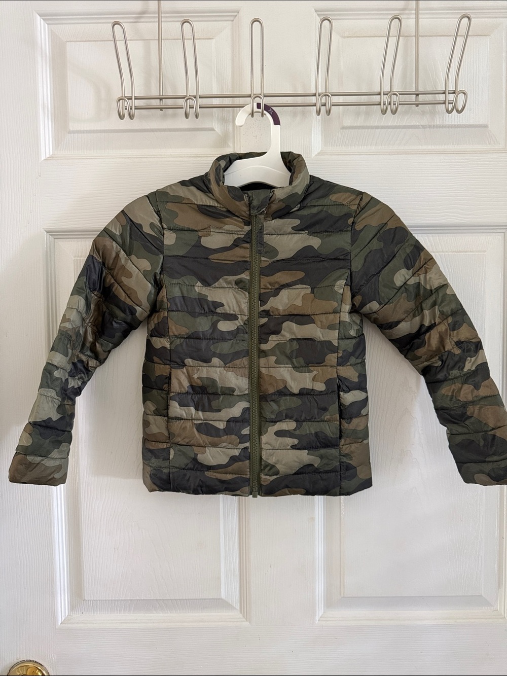 Lands' End Kids' Camo Quilted Puffer Jacket - Olive & Khaki